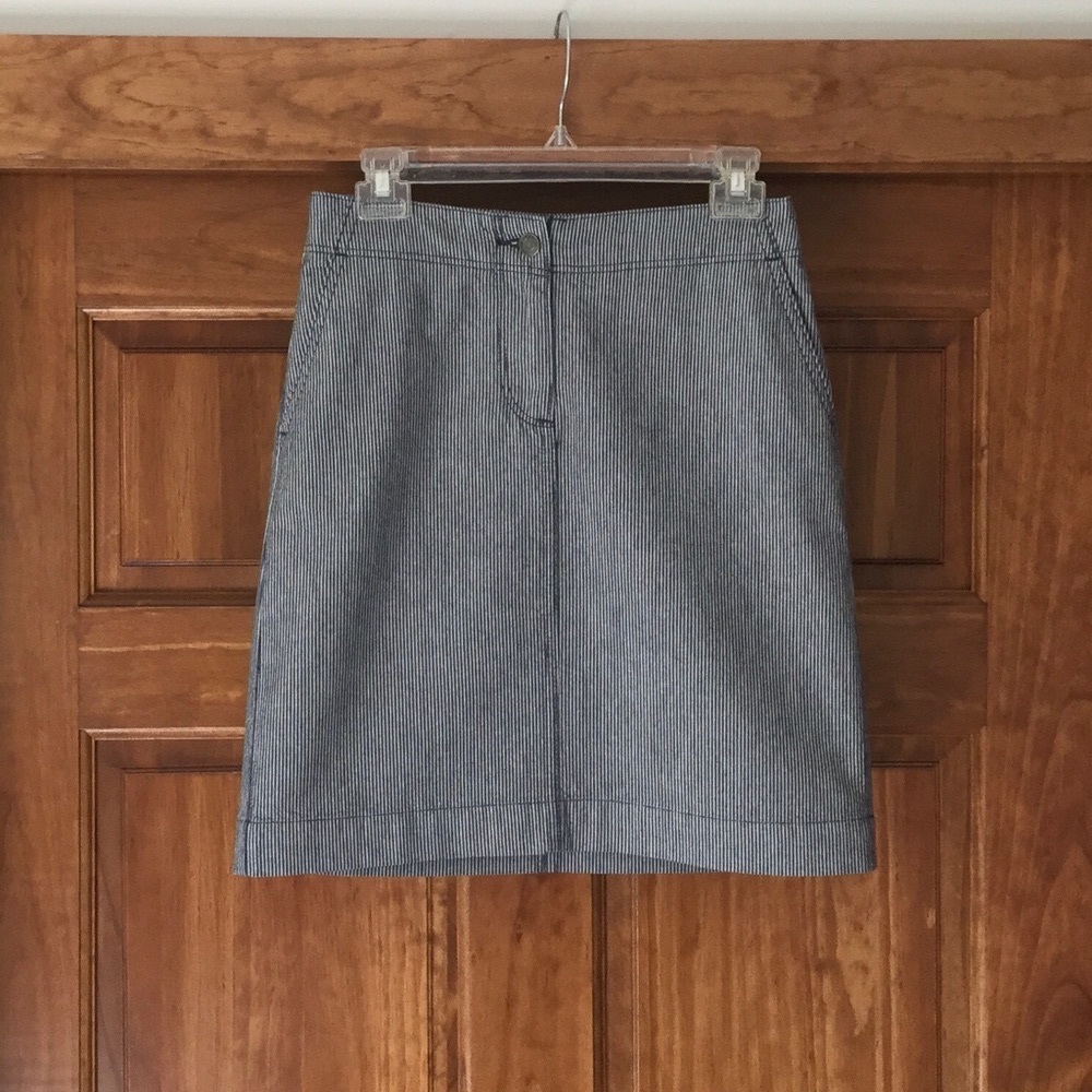 Talbots Petite 2 Pinstripe Denim Skirt
